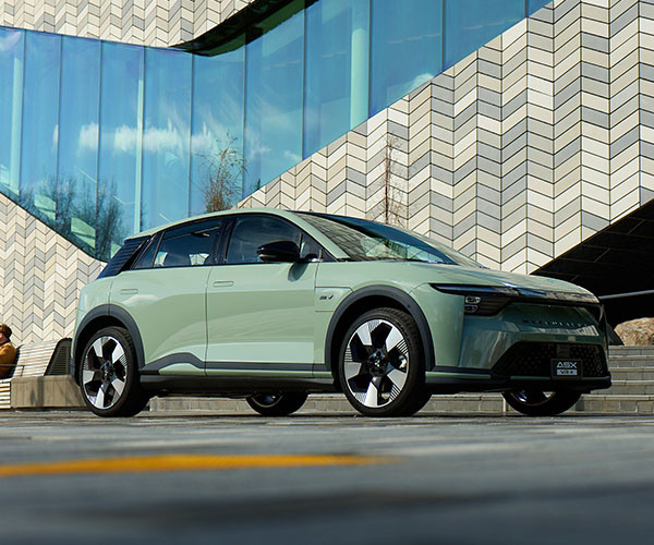 A green electric SUV