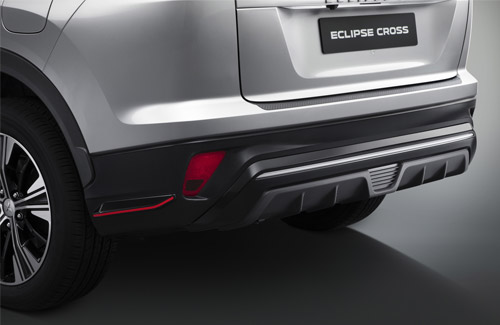 Eclipse Cross rear body garnish finished in black & rear